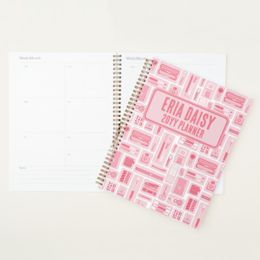 Whimsical Art Supplies patroon roze Planner (Display)