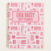 Whimsical Art Supplies patroon roze Planner (Voorkant)