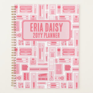 Whimsical Art Supplies patroon roze Planner