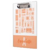 Whimsical Art Supplies Peach Sinaasappel Monogram Klembord (Links)