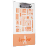 Whimsical Art Supplies Peach Sinaasappel Monogram Klembord (Rechts)