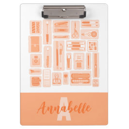Whimsical Art Supplies Peach Sinaasappel Monogram Klembord