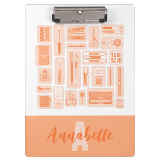 Whimsical Art Supplies Peach Sinaasappel Monogram Klembord