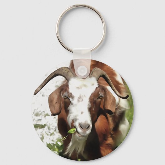 Whimsical Artistic Portrait Of A Goat Grazing Sleutelhanger (Voorkant)