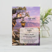 Whimsical Artistic Romantic Lavender Wedding Kaart (Staand voorkant)