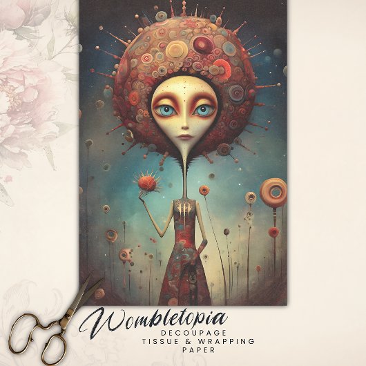 Whimsical artistieke kosmische florale fantasie de tissuepapier