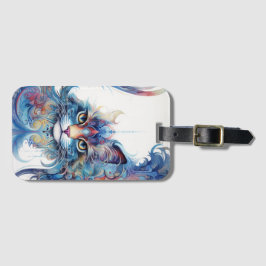 Whimsical, artistieke psychedelische kat Bagagelab Bagagelabel