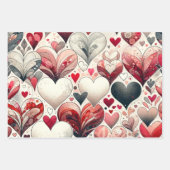 Whimsical Artsy Fancy Grijs en Rode Valentijnsdag Inpakpapier Vel (Voorkant 3)