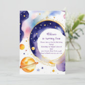 Whimsical Astro Avontuur Aangepaste Verjaardag Kaart (Staand voorkant)