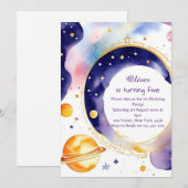 Whimsical Astro Avontuur Aangepaste Verjaardag Kaart (Voorkant / Achterkant)