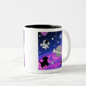 Whimsical Astronaut Dog Space Galaxy Mug Tweekleurige Koffiemok (Voorkant rechts)