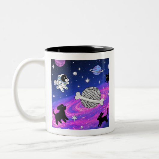Whimsical Astronaut Dog Space Galaxy Mug Tweekleurige Koffiemok (Links)