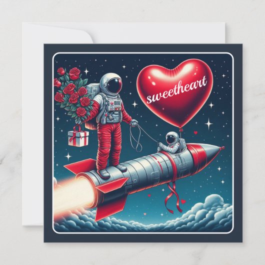 Whimsical Astronaut Valentijns Feestdagenkaart (Voorkant)