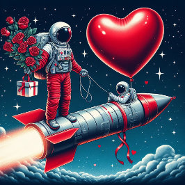 Whimsical Astronaut Valentijns Feestdagenkaart