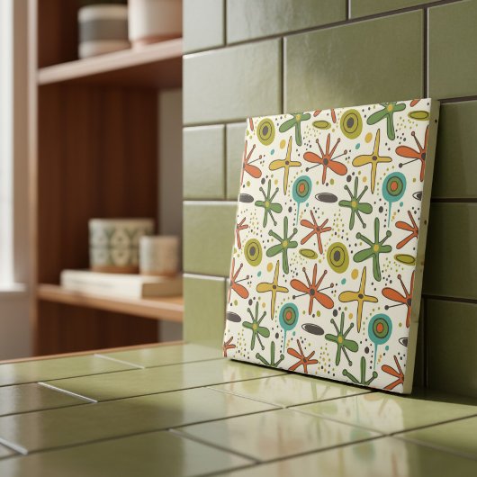 Whimsical Atomic Era Naadloos Patroon #7 ID1224 Tegeltje