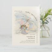 Whimsical Aura Paraplu Bloemenlaarzen Baby Sprinkl Kaart (Staand voorkant)