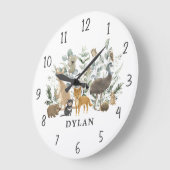 Whimsical Australian Animals Greenery Boy Nursery Grote Klok (Hoek)