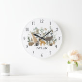 Whimsical Australian Animals Greenery Boy Nursery Grote Klok (Huis)