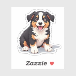 Whimsical Australian Shepherd, Cartoon 3D Pup, Sticker