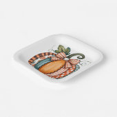 Whimsical Autumn Accent with Gingham Bow Papieren Bordje (Gebogen)