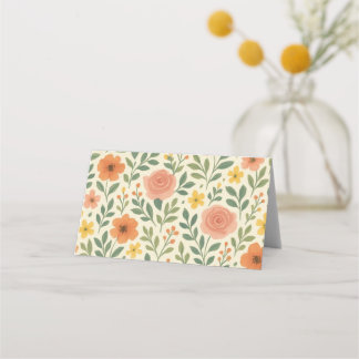 Whimsical Autumn Blooms Pattern Plaatskaartje
