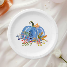 Whimsical Autumn Blue Pumpkin  Papieren Bordje