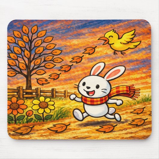 Whimsical Autumn Bunny Muismat (Voorkant)