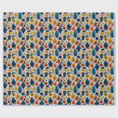 Whimsical Autumn eikels & bladeren in blauw, Sinaa Cadeaupapier (Vlak)