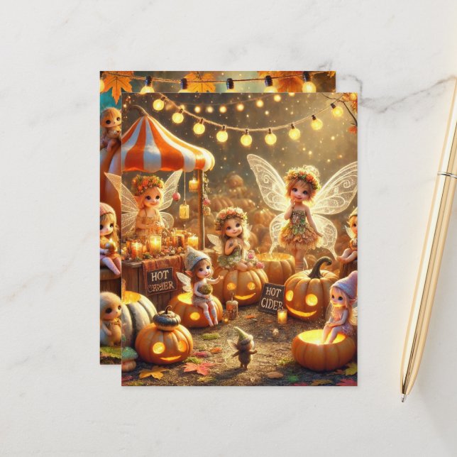 Whimsical Autumn Fairy Market Scrapbook Papier (Voorkant / Achterkant in situ)