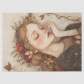 Whimsical Autumn Fairy met Bloemen Kroon Decoupage Tissuepapier (Voorkant)