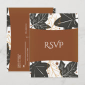 Whimsical Autumn Fall Leaves & Acorns Wedding RSVP Uitnodiging Briefkaart (Voorkant / Achterkant)