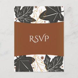 Whimsical Autumn Fall Leaves & Acorns Wedding RSVP Uitnodiging Briefkaart