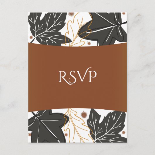Whimsical Autumn Fall Leaves & Acorns Wedding RSVP Uitnodiging Briefkaart (Voorkant)