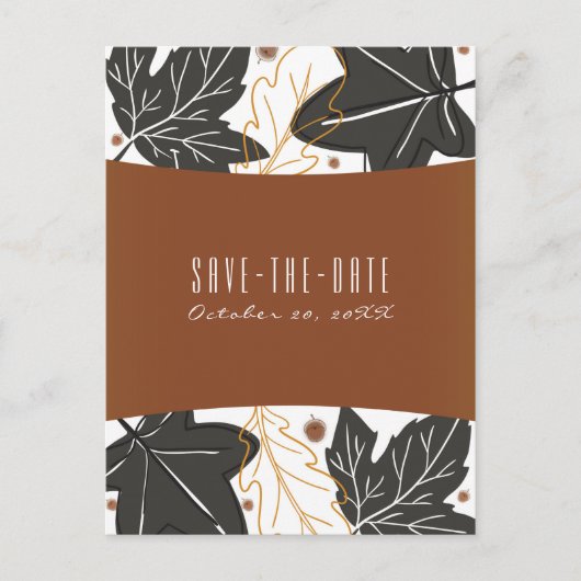 Whimsical Autumn Fall Leaves Eikels Save the Date Aankondigingskaart (Voorkant)