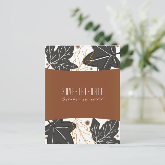 Whimsical Autumn Fall Leaves Eikels Save the Date Aankondigingskaart (Staand voorkant)