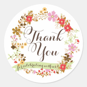 Whimsical Autumn Floral Krans Dank u Sticker