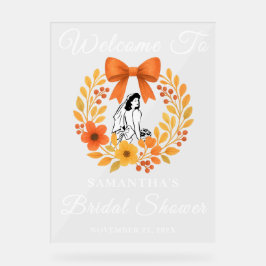 Whimsical Autumn Floral Vrijgezellenfeest Welkom Acryl Bord