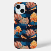 Whimsical Autumn Fox Night Forest Seamless Pattern Case-Mate iPhone Case (Achterkant)