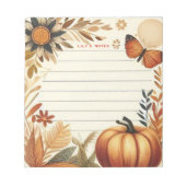 Whimsical Autumn Herfst Pompoen gepersonaliseerd Notitieblok (Voorkant)