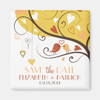 Whimsical Autumn Lovebird Save the Date Magnet