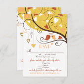 Whimsical Autumn Lovevogels Wedding RSVP Kaart (Voorkant / Achterkant)