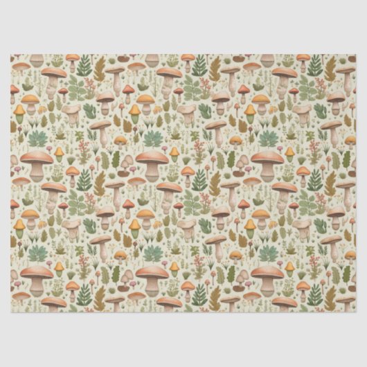 Whimsical Autumn Mushroom Forest Seamless Pattern Tissuepapier (Voorkant)