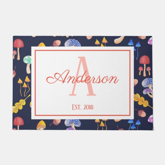 Whimsical Autumn Mushrooms | Gepersonaliseerd Deurmat (Voorkant)
