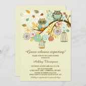 Whimsical Autumn Owls Baby shower Invitation Kaart (Voorkant / Achterkant)