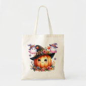 Whimsical Autumn Pumpkin Witch Design Tote Bag (Voorkant)