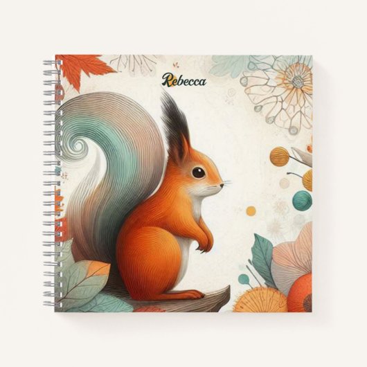 Whimsical Autumn Squirrel gepersonaliseerd Notitieboek (Voorkant)