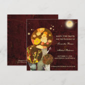 Whimsical Autumn Trees Wedding Save the Date (Voorkant / Achterkant)