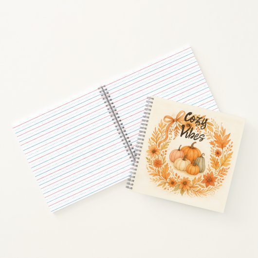 Whimsical Autumn Wreath with Pumpkins - Boho Fall Notitieboek (Binnen)