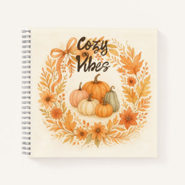 Whimsical Autumn Wreath with Pumpkins - Boho Fall Notitieboek