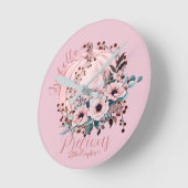 Whimsical Autumnal Pink Pumpkin Floral Ronde Klok (Hoek)